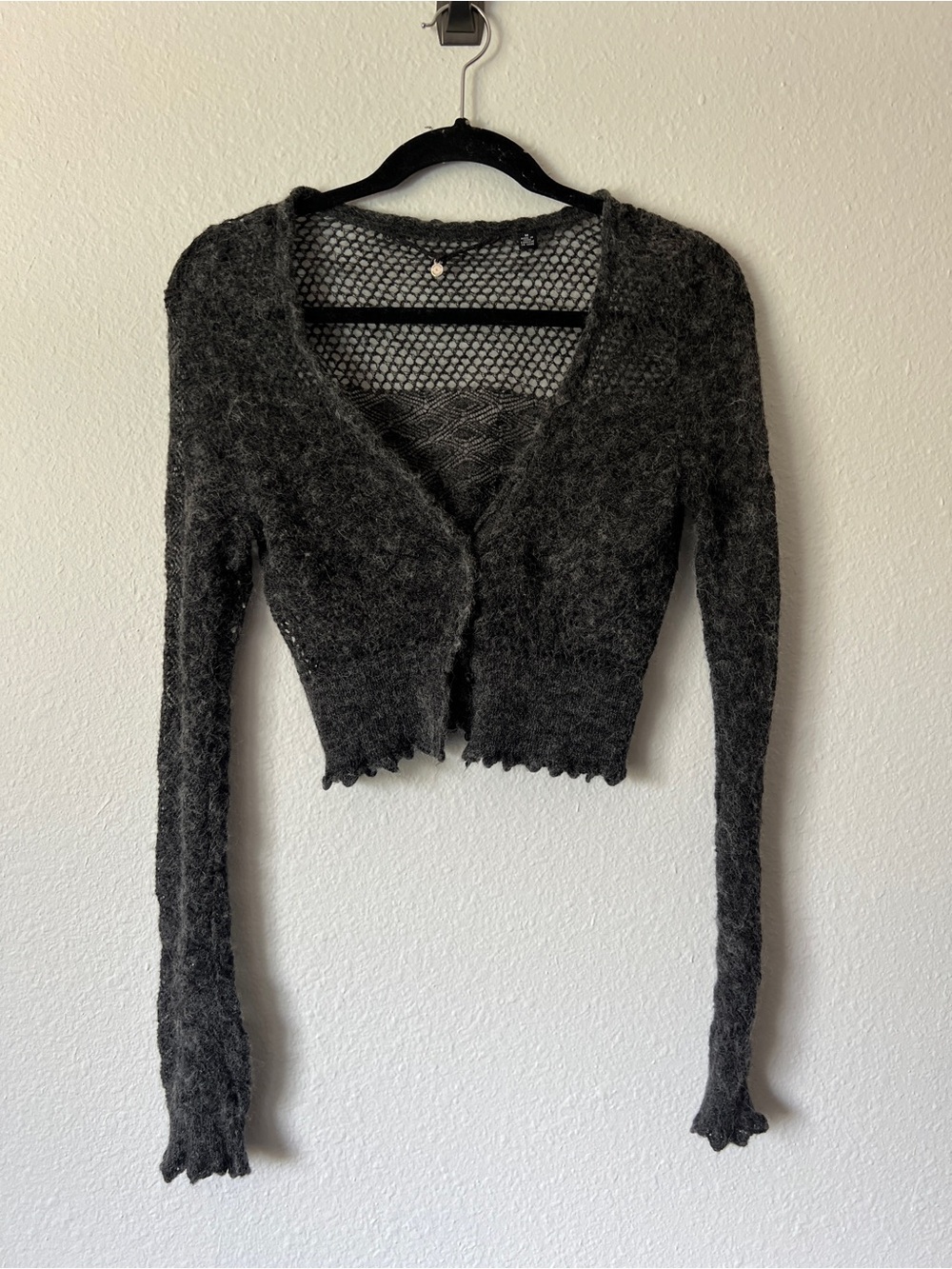 Anthropologie Knitted & Knotted Gray Cropped Cardigan